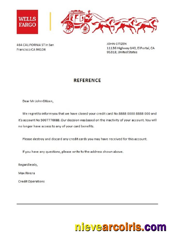 USA Wells Fargo Bank closure reference